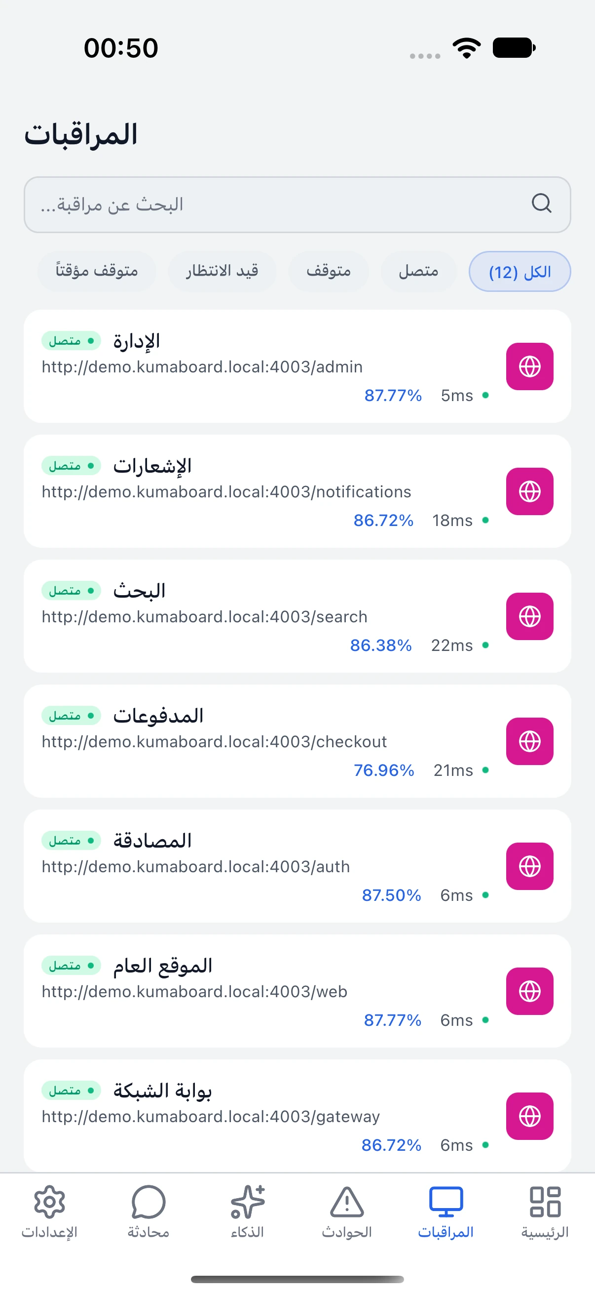 مراقبات نسخة تجريبية من KumaBoard بالسمة الفاتحة.